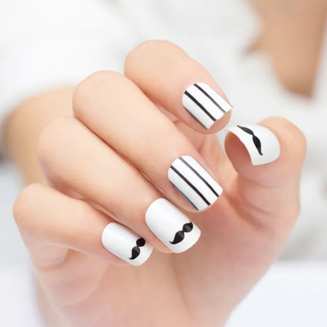 2016 Original Design Nail White Tip Most Por Element Full 2016 Original Design Nail White Tip Most Por Element Full Mustache And Black Stripe Printed