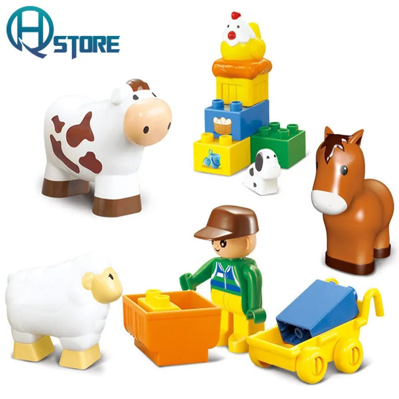 Ranch Pasture Animal Building Blocks Compatible with font b Legoelieds b font Playmobil Educational Toys for
