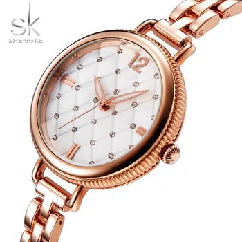 

Shengke Brand Quartz Wrist Watches Fashion Watches Women Casual Dress Luxury Gold Ladies Rhinestone Waterproof Reloj Mujer 2017