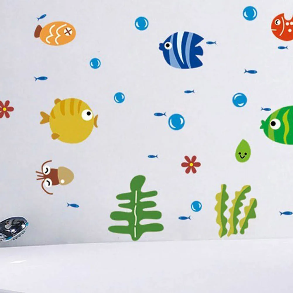 Indah Kartun Ikan Laut Tropis Gelembung Laut Dunia Removable Wall