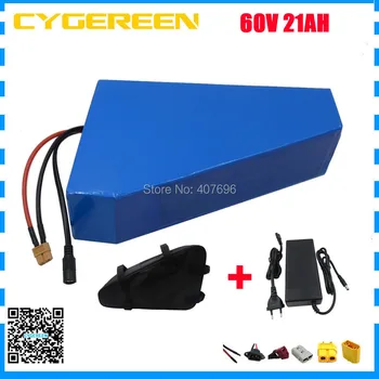 

2000W 60V 20AH Triangle battery 60V 21AH lithium ion battery pack INR18650 35E cell 40A BMS with Free bag 2A charger