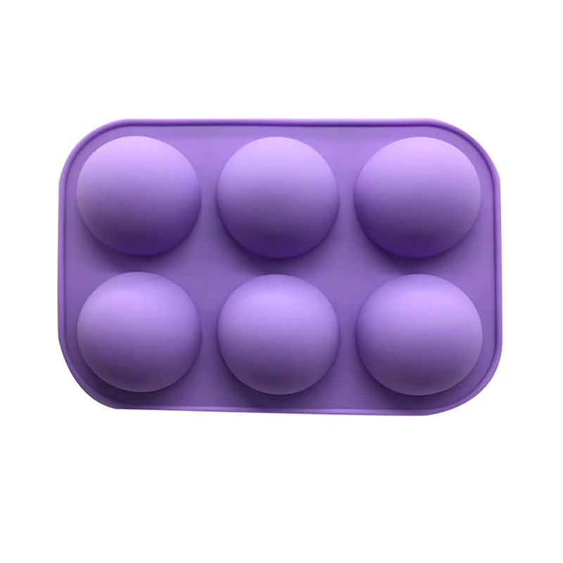 6 Holes Silicone Baking Mold 3D Half Ball Sphere Mold Chocolate Cupcake Cake Mold DIY Muffin Bakeware kitchen Tools - Цвет: Purple