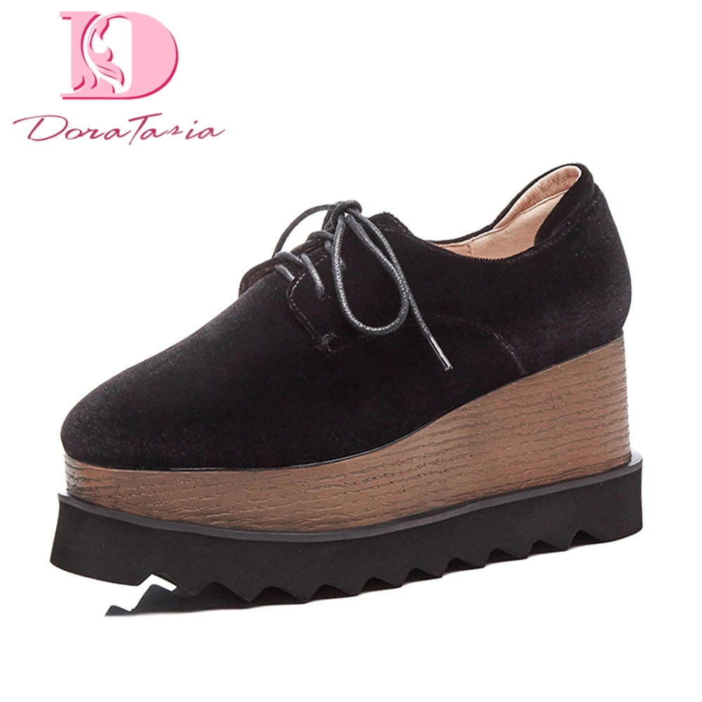 

Large Size 33-42 Ladies Wedges Lace Up Flat Platform Shoes Woman Casual Soft Autumn Spring Flats Shoes Sneakers