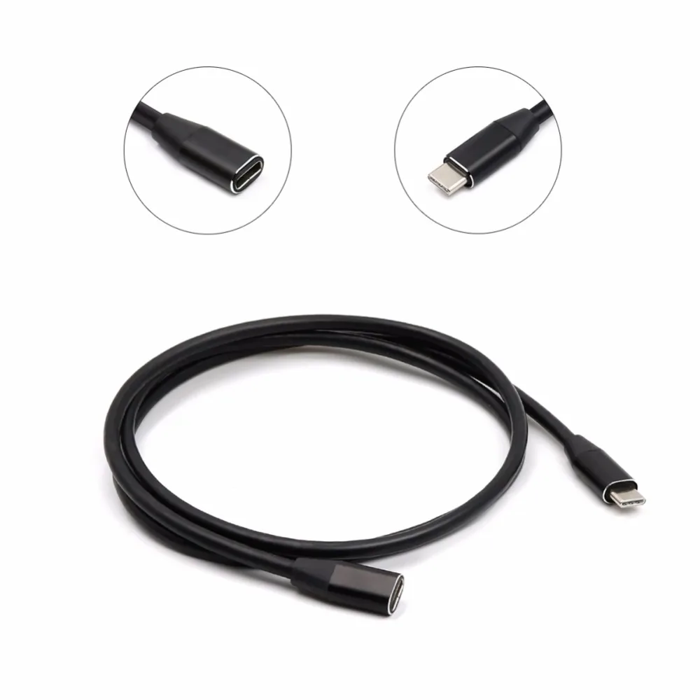 Тип C USB 3,1 мужчин и USB-C женщин для расширения данных Кабельный УДЛИНИТЕЛЬ шнур 1 м черный для ПК ТВ