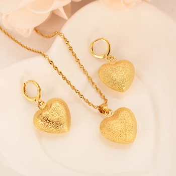 

gold dubai india heart African jewelry Set Necklace pendant Earrings Ethiopia Eritrea wedding bridl jewelry for women girl
