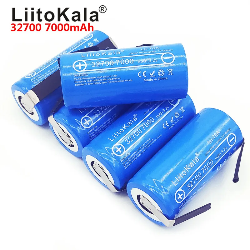 LiitoKala 3,2 V 32700 7000 mAh 6500 mAh LiFePO4 35A 55A аккумулятор высокой мощности непрерывный разряд батареи+ никелевые листы