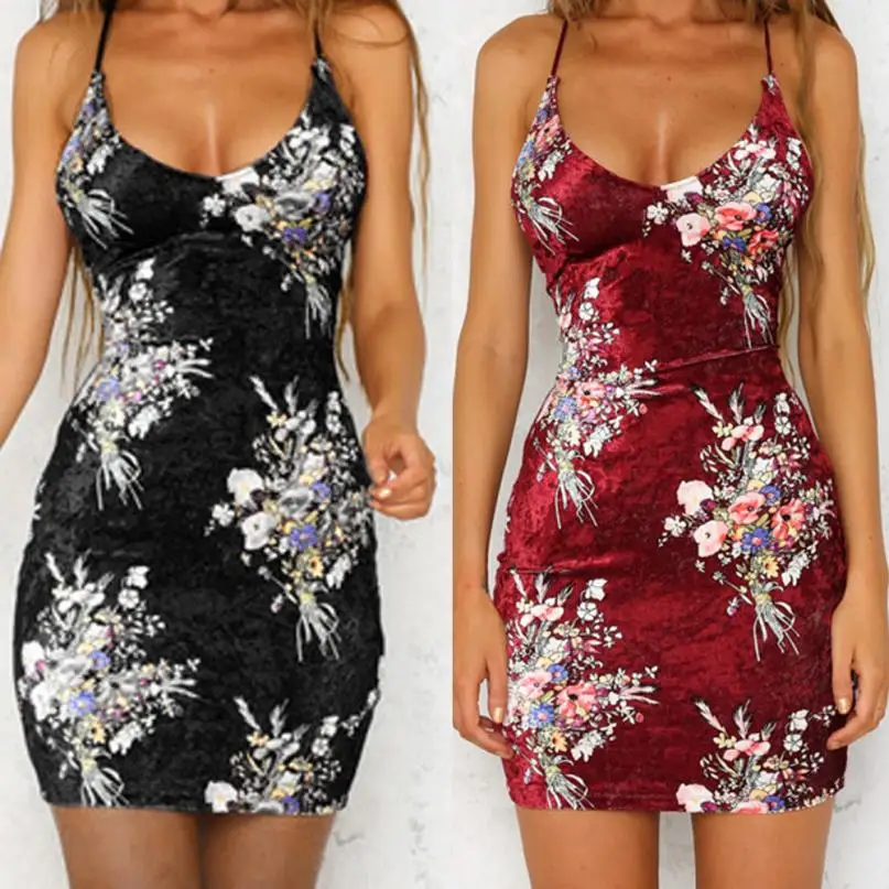Summer Women dresses Polyester Sexy girl Dress flower Print Camisole