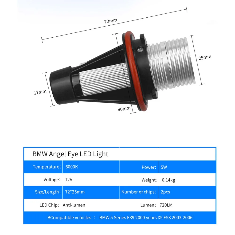 2 шт. светодиодный галогенные стайлинга автомобилей головной светильник Ангел глаз светильник для BMW E39 E53 E60 E61 E63 E64 E65 E66 E83 E87 525i 530i xi 545i M5