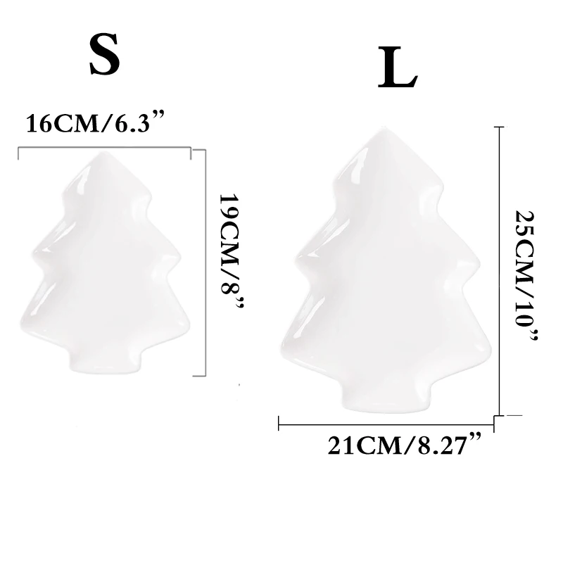 1 шт., керамическая посуда для рождественской елки, салат, торт, фруктовый десерт, конфетное блюдце, фарфоровые тарелки, столовые наборы - Цвет: 2PC 1 Sets  S L