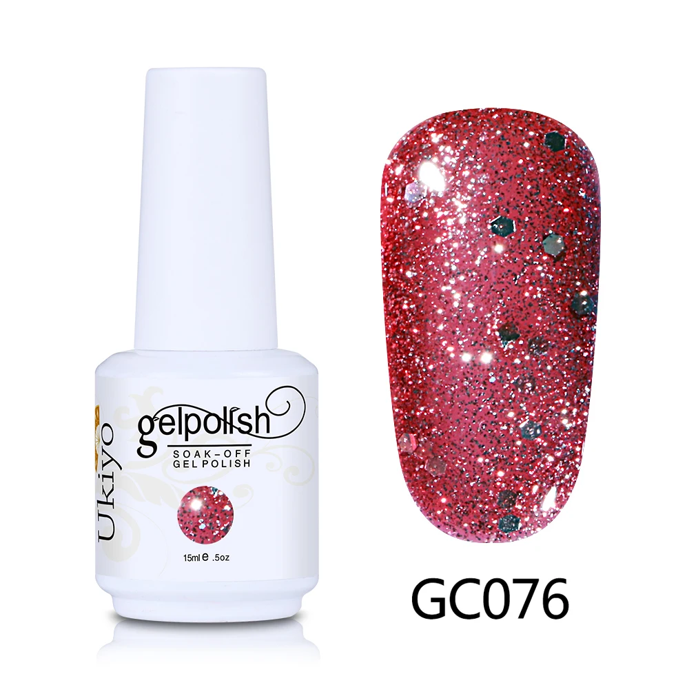 GC076 Ukiyo 15 мл гель для ногтей с блёстками лак отмачиваемый гель лак алмазные ногти Эмаль Лак Vernis Полупостоянный гель лак - Цвет: GC076