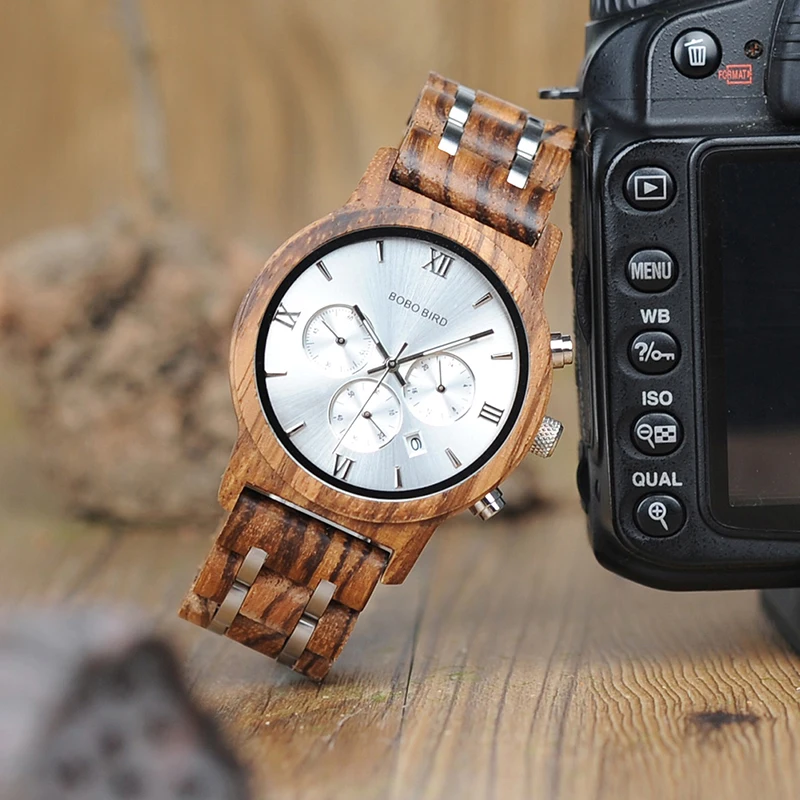 BOBO BIRD Luxury Watch Men Metal Wooden Chronograph Man's Quartz Wristwatch Male Auto Date Clock Armbanduhr Custom Logo Dropship 4