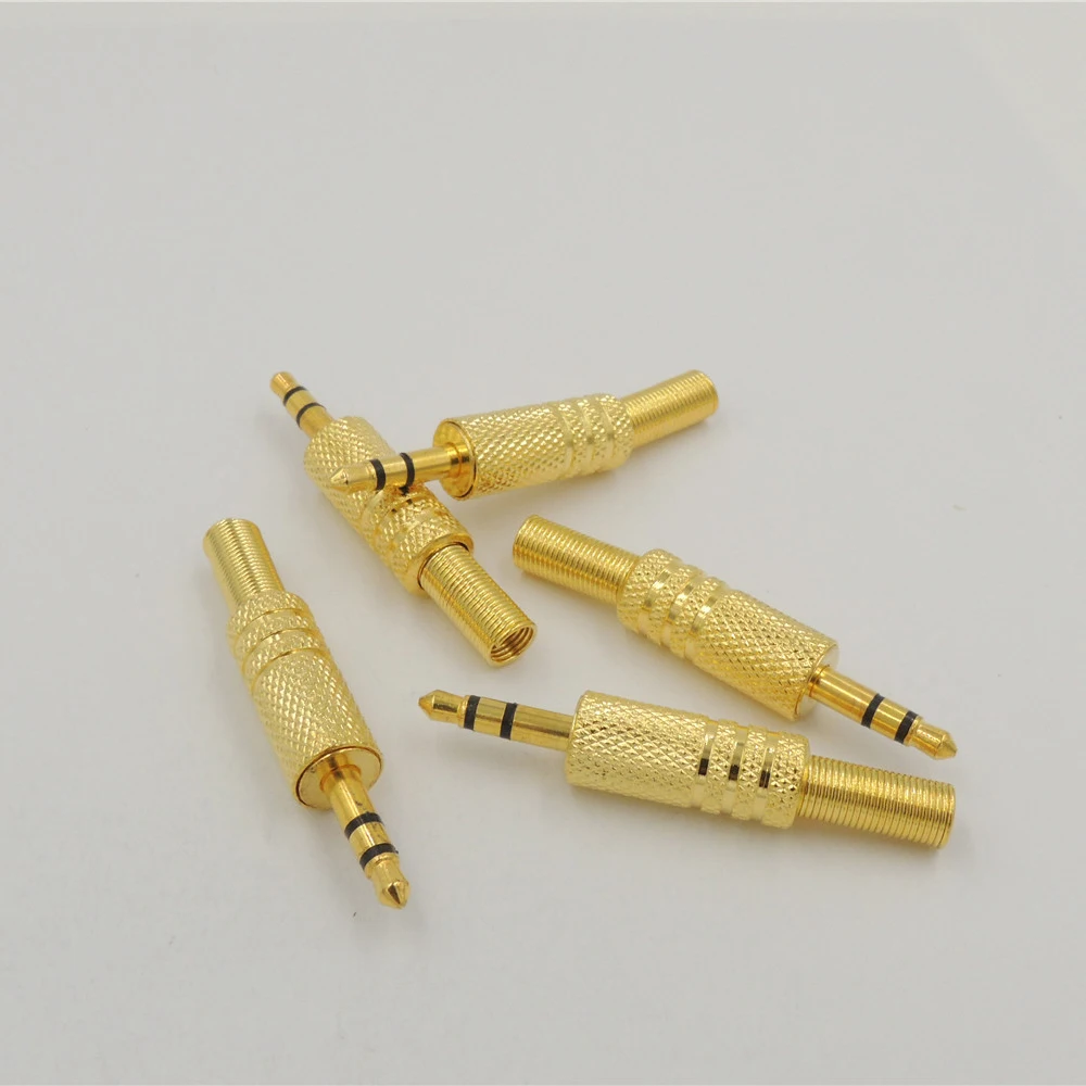 Lot of 50pcs gold plated Stereo 1 8 3 5mm 3Pole male Plug Audio TRS adapter Connector Booted repair headphone jack SOLDER