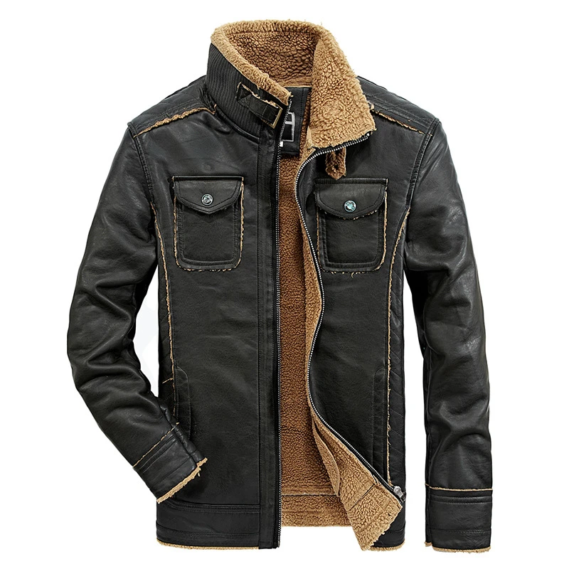 FGKKS зимние мужские теплые кожаные куртки Брендовые мужские Мотоциклетные Куртки из искусственной кожи пальто мужские повседневные Куртки из искусственной кожи пальто