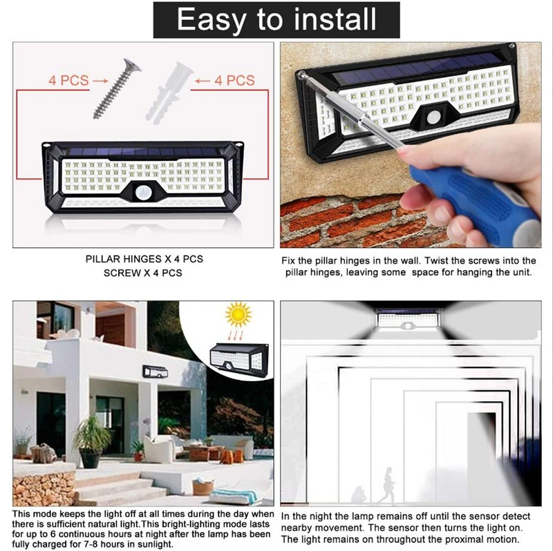 Movido a Energia Sensor de Movimento Lâmpada de Parede ao ar Lâmpada de Poupança de Energia à Prova Modos Solar Levou Luz Livre Jardim Quintal d' Água 136 3 9 LEVOU Luz Sensor de Movimento Solar Lâmpada