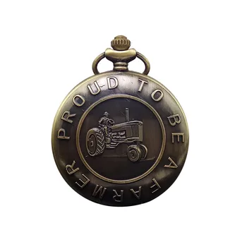 

Antique Farmer Car Tractor Quartz Pocket Watch Vintage Steampunk Fob Watches Men Women Necklace Pendant Clock Time With Chain
