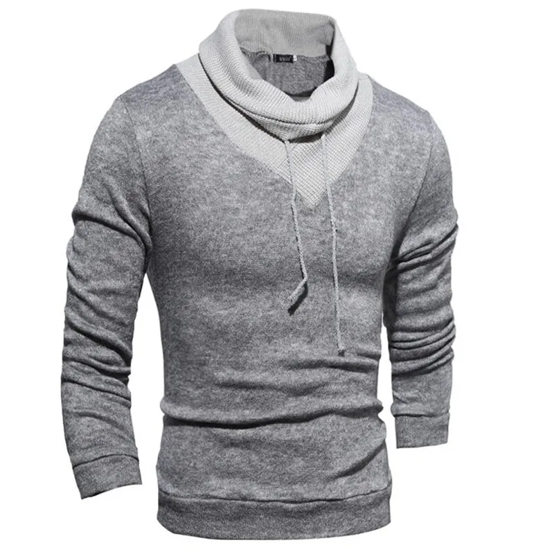 2016 Fashion men sweater pullover men high collar solid color pullover men high quality O collar
