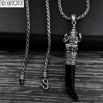 

100% 925 Silver Ganesh Pendant Necklace 925 Sterling Thailand Ganesh Wealth God Pendant Necklace Good Luck Amulet Necklace