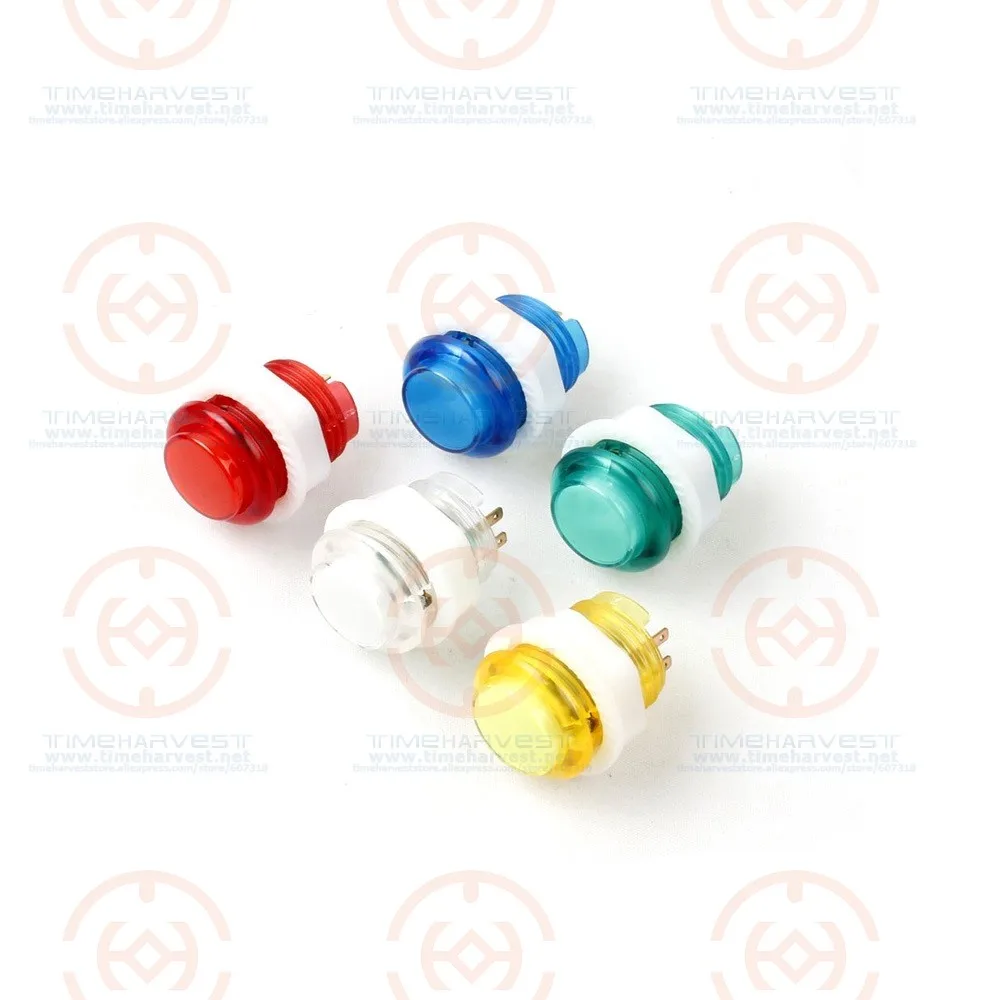 

10pcs New DC +5V LED 24mm screw Transparency Illuminated Push Button Built-in Microswitch for Arcade Accessories/Machine parts