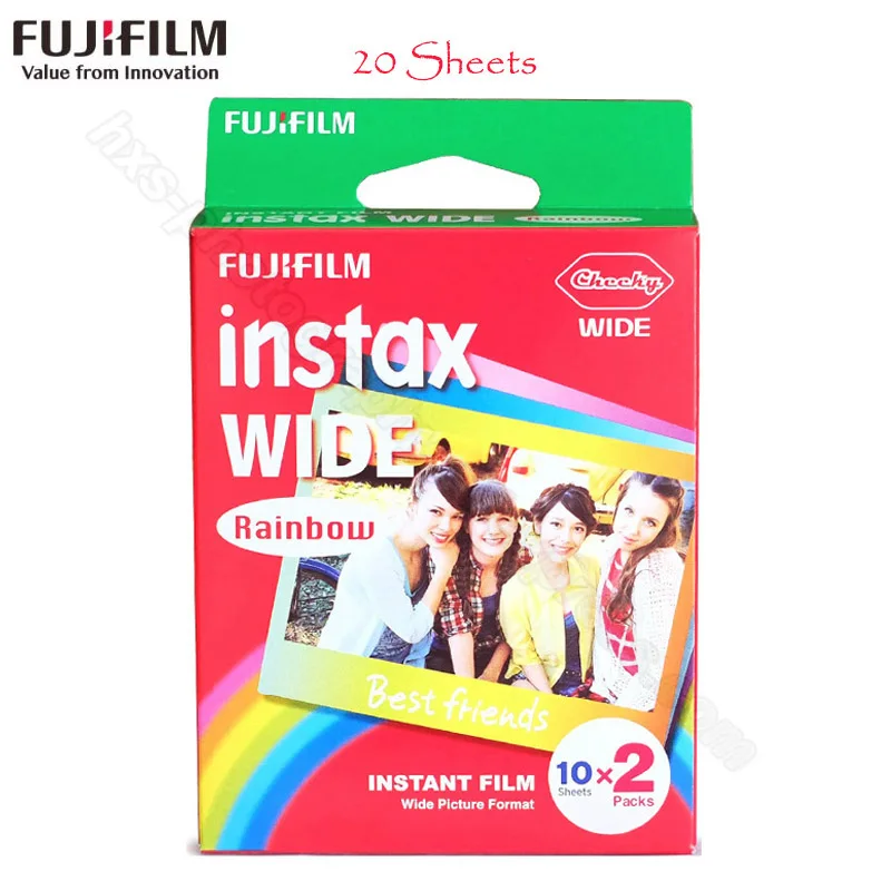 Fujifilm Instax Wide пленка глянцевая фотобумага белый/цвет радуги/монохромный для мгновенной съемки Fuji Polaroid Камера 300/200/210/100/500AF - Цвет: wide rainbow