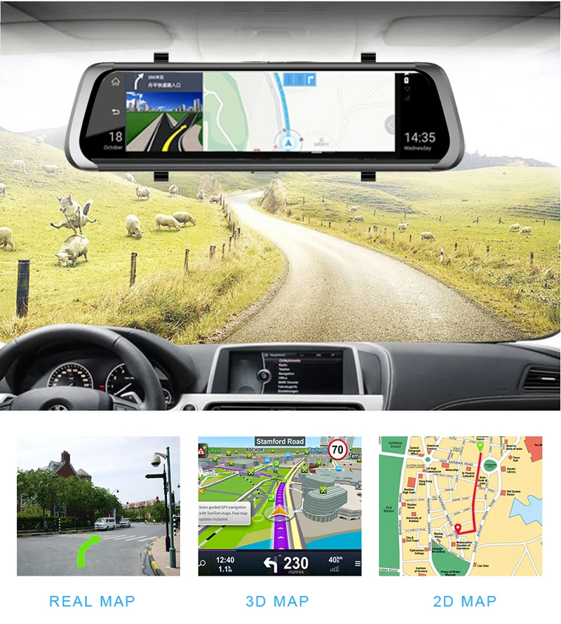 Phisung ADAS Автомобильный видеорегистратор 4G Android gps Navi 1" ips Touch FHD 1080P видеорегистратор камера видео рекордер Авто регистратор потоковое зеркало