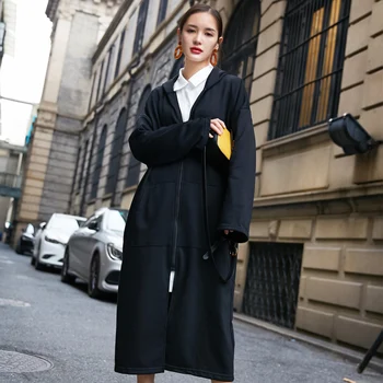 

Fashion X-Long Hoodie Women Spring Long Sleeve Hooded Sweatshirt 2019 New Large Size Zipper Couple Hoodies Black Pink