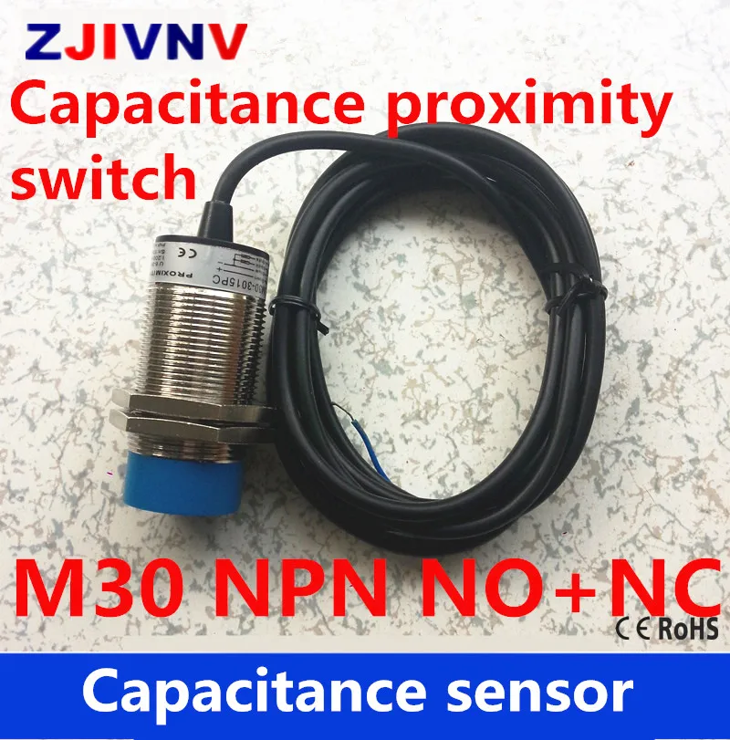 

High quality DC 4 wires M30 NPN NO+NC proximity capacitive sensor normally open and normally Close switch distance 15mm