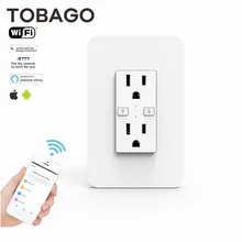 TOBAGO US Двухстенная розетка 15A Smart Life WiFi управление Alexa Google Home Голосовое управление