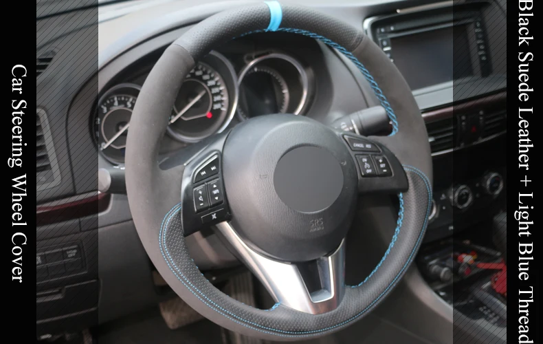 LQTENLEO черный кожа замша рулевого колеса автомобиля Обложка для Mazda 3 Axela 2013- Mazda 2 Mazda 6 Atenza- CX-5 CX5 CX-3