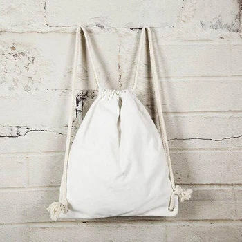 

2019 Travelling/School Large Capacity Girls Students Drawstring Bag Plain Reusable Simple Practical Canvas Comfortable Backpack