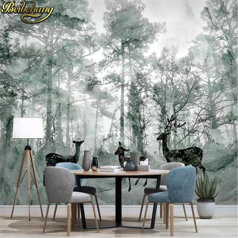 

beibehang Nordic Elk Forest Custom Photo mural Wallpaper for Wall paper Painting living room decoration decoration home garten