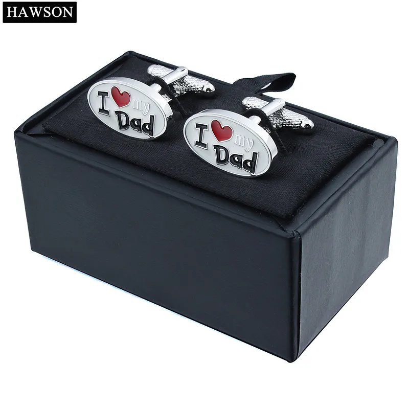 Запонки HAWSON с эмалью Я люблю папу лучший подарок на день благодарности|dad cufflinks|f