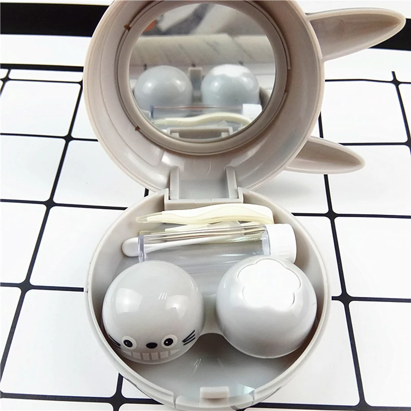 DIY Прекрасный мультфильм сосед Тоторо с зеркалом контактных линз чехол для женщин Подарочный набор держателя Уход за глазами контейнер для контактных линз L9022