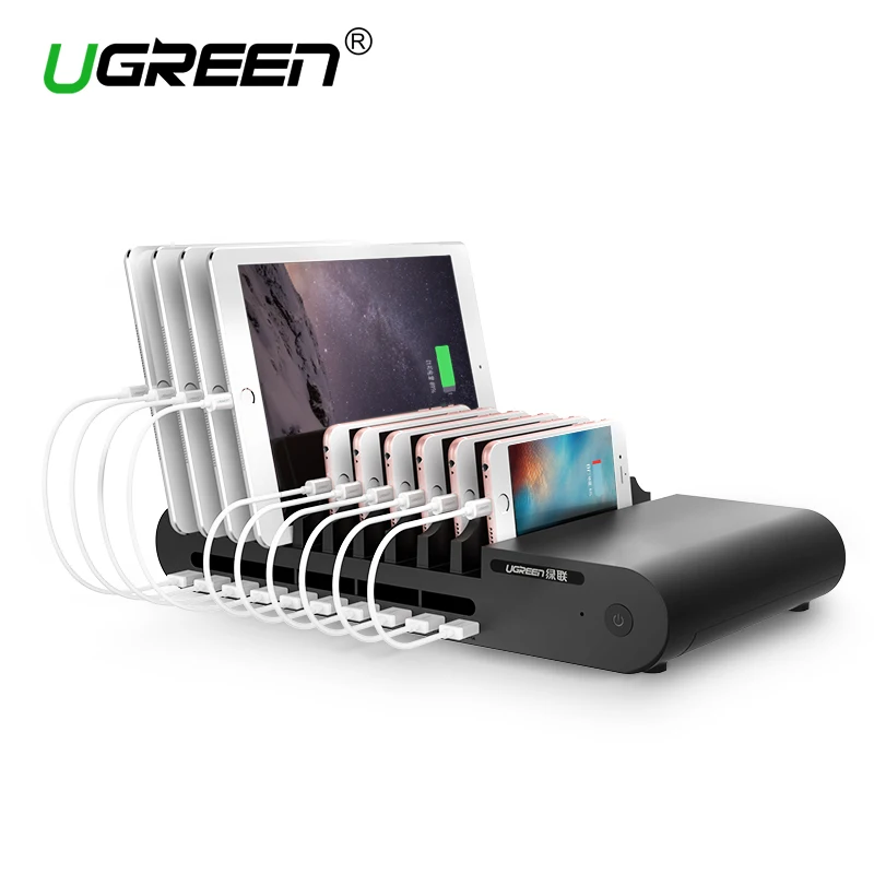 Ugreen 10 Port Multi USB Charger Dock Station 96W 18A Fast Mobile Phone