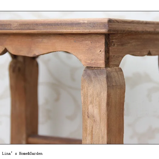 hand crafted rectangle vintage solid wooden stools (6)