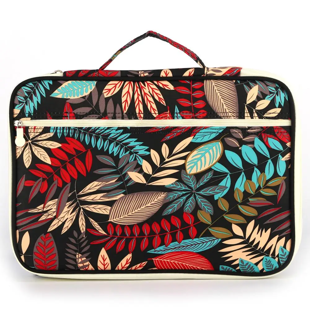 

New Style Leaves Pattern Multifunctional A4 Document Storage Bag Waterproof Nylon Material Support Fast Shipping