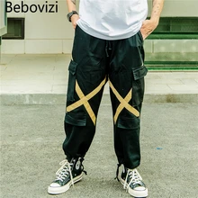 Bebovizi 2019 Pockets Cargo Harem Pants Mens Hip Hop Casual Jogger Tatical Trousers Harajuku Streetwear Male Loose Pants