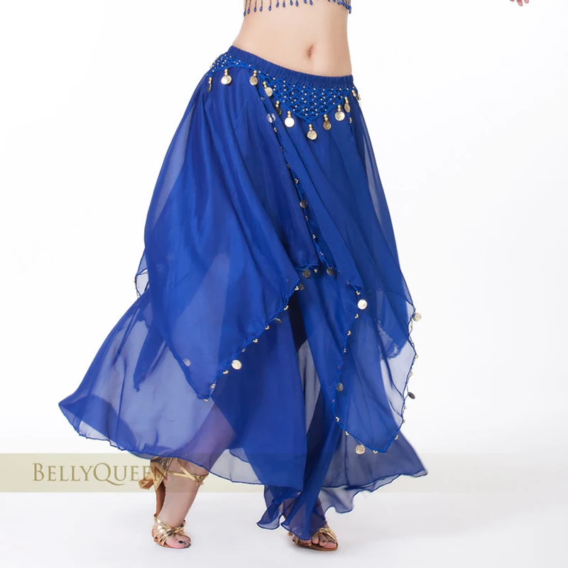 Belly Dance Costume Chiffon Long Skirt with coins long skirt for dance