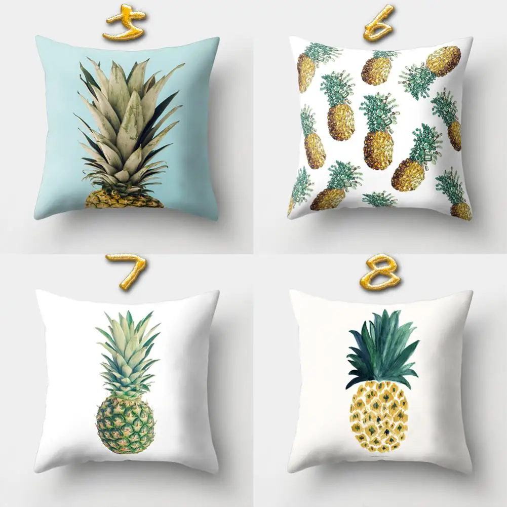 

20# Creative Pineapple Pattern Print Polyester Peach Skin Soft Pillow Case Square Cushion Cover Home