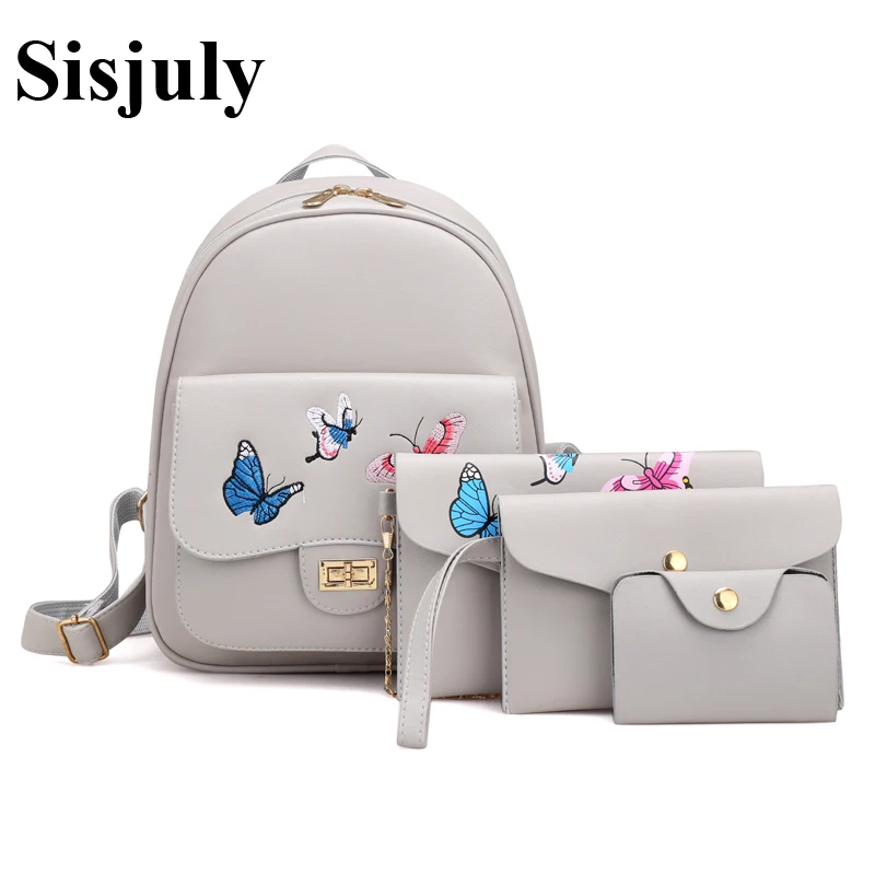 

2019 Butterfly Embroidery Large Capacity Backpack 4 Pc Women Backpack School Backpacks For Teenage Girls