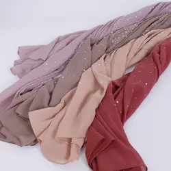 Европейские и американские модные блестки Mettelic мусульманский шарф хиджаб с кисточкой мерцающий люрекс женский платок-хиджаб обертывание