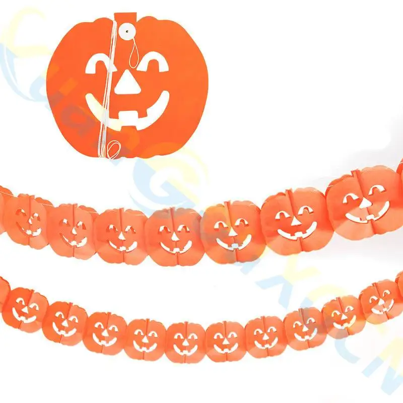 

Halloween bar Accessories party DIY decoration 3D Spider pumpkin ghost bats paper chain Garland banner pull flowers Props