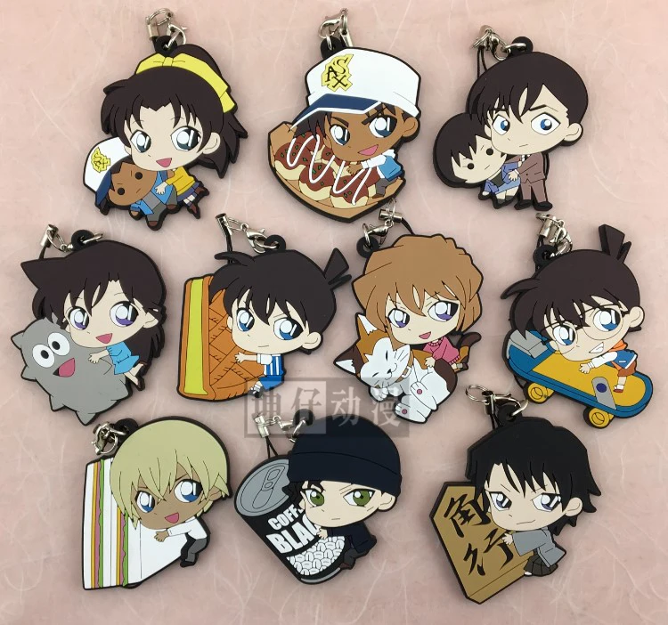 Conan Kiddo Anime Jimmy Kudo Kaitou Kiddo Hattori Heiji Detective Conan Rubber Keychain