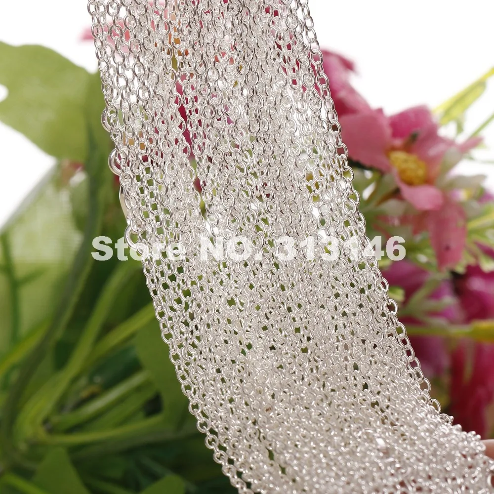 

Wholesale 10PCS 925 Stamped Silver Color 1mm Women's Necklace Cable Rolo Link Chain 16''-30' for Pendant with Lobster Clasp Bulk