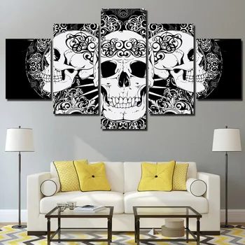 

5 Pcs Framed HD Printed Abstract Skulls Picture Wall Art Canvas Room Decor Poster Canvas Modern Oil Painting