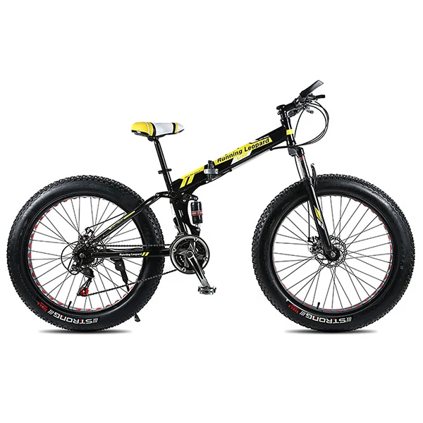 Высокое качество 26 дюймов 21 скоростной складной fatbike 26*40 fat tire дорожный велосипед Снежный велосипед fat bike в России велосипедная дорога - Цвет: Black and yellow