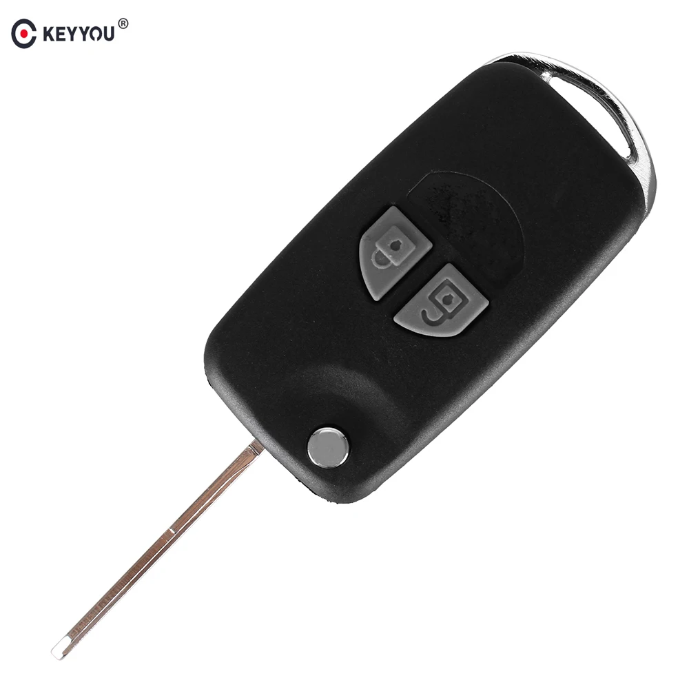 

KEYYOU Modified Flip Folding Remote Car Key Case Shell fit for SUZUKI SX4 Swift 2 Button + Button Pad