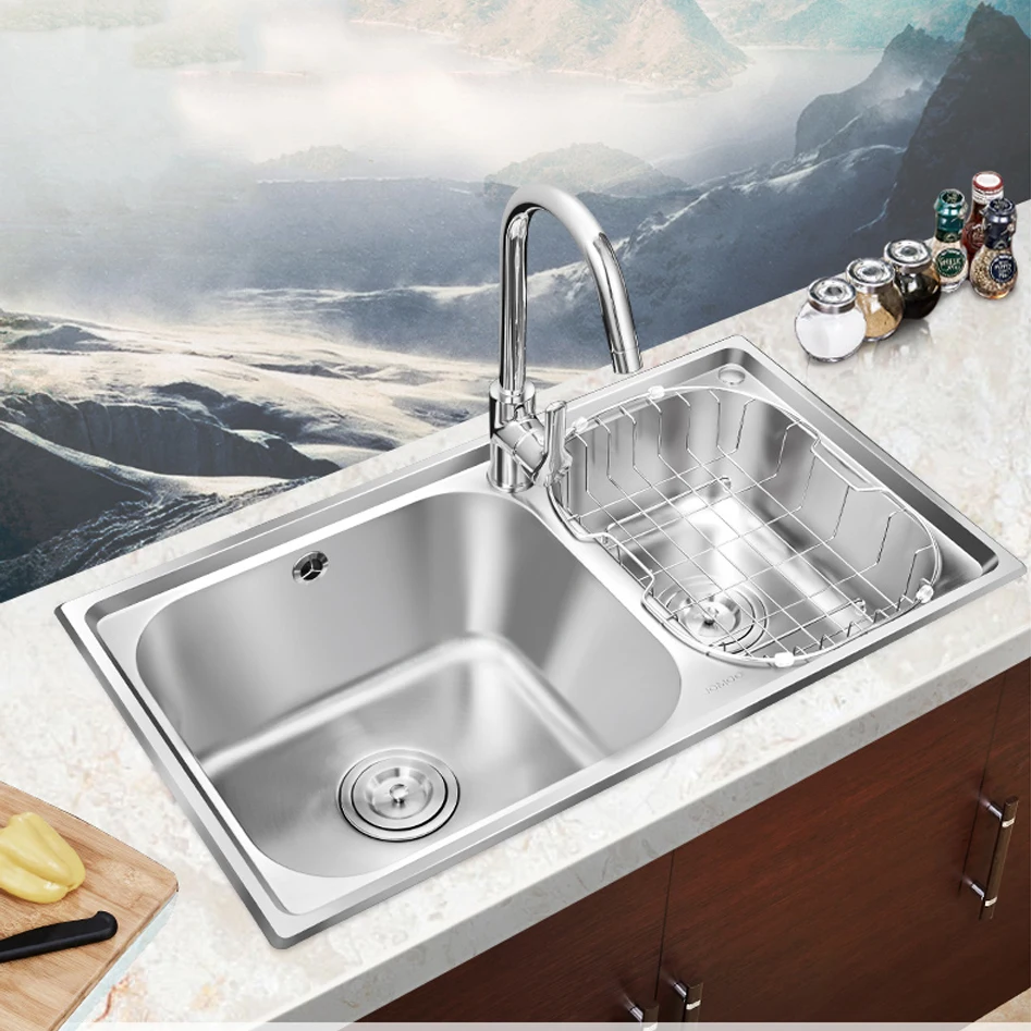 304 Stainless Steel Single Bowl Handmade Stainless Steel Top Mount Drop In Kitchen Sink with
