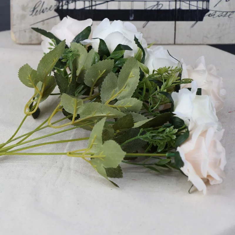 6 головок белые розы искусственные цветы из шелка высокого качества для свадебного украшения зимние поддельные большие цветы красный для домашнего декора осень