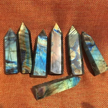 

natural labradorite obelisk quartz crystal wand point rieki healing for home decoration clear negative energy 1pcs