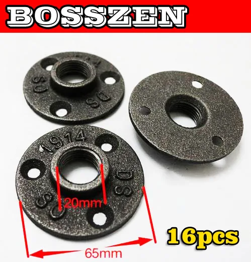 16PCS/LOTS Cast Iron Flanges Casting Antique Flange Base Bracket For G1/2\